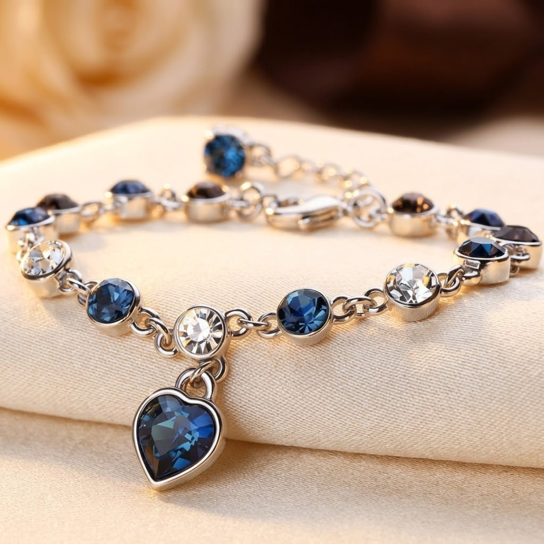 Sapphire Heart Charm Bracelet