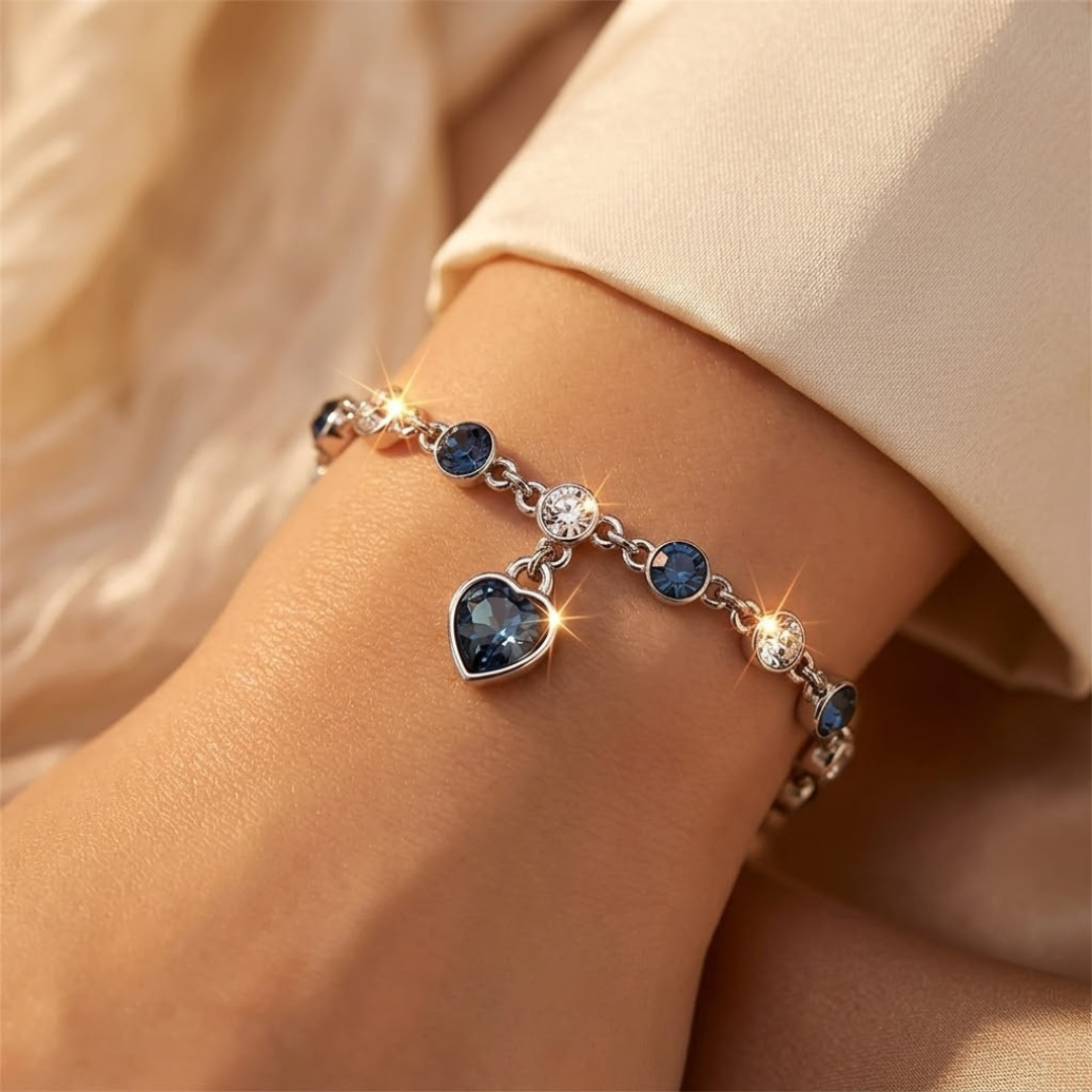 Sapphire Heart Charm Bracelet