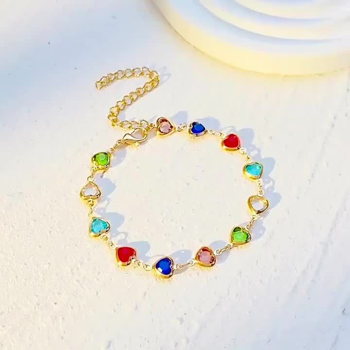 Rainbow Heart Bracelet