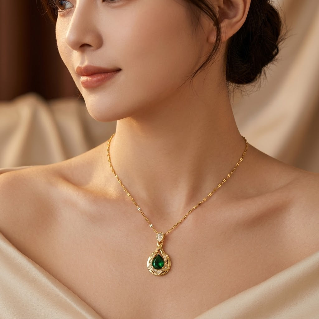Emerald Teardrop Necklace