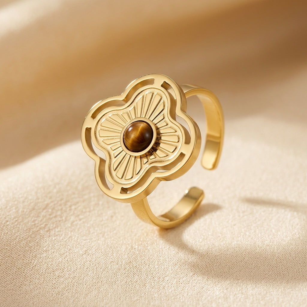 Golden Flower Open Ring