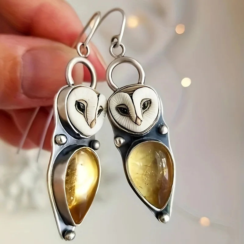Golden Owl Drop Earrings