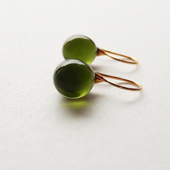 Olive Green Drop Earrings