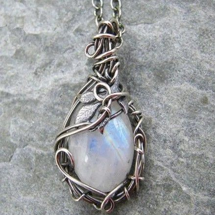 Moonstone Wire-Wrapped Necklace