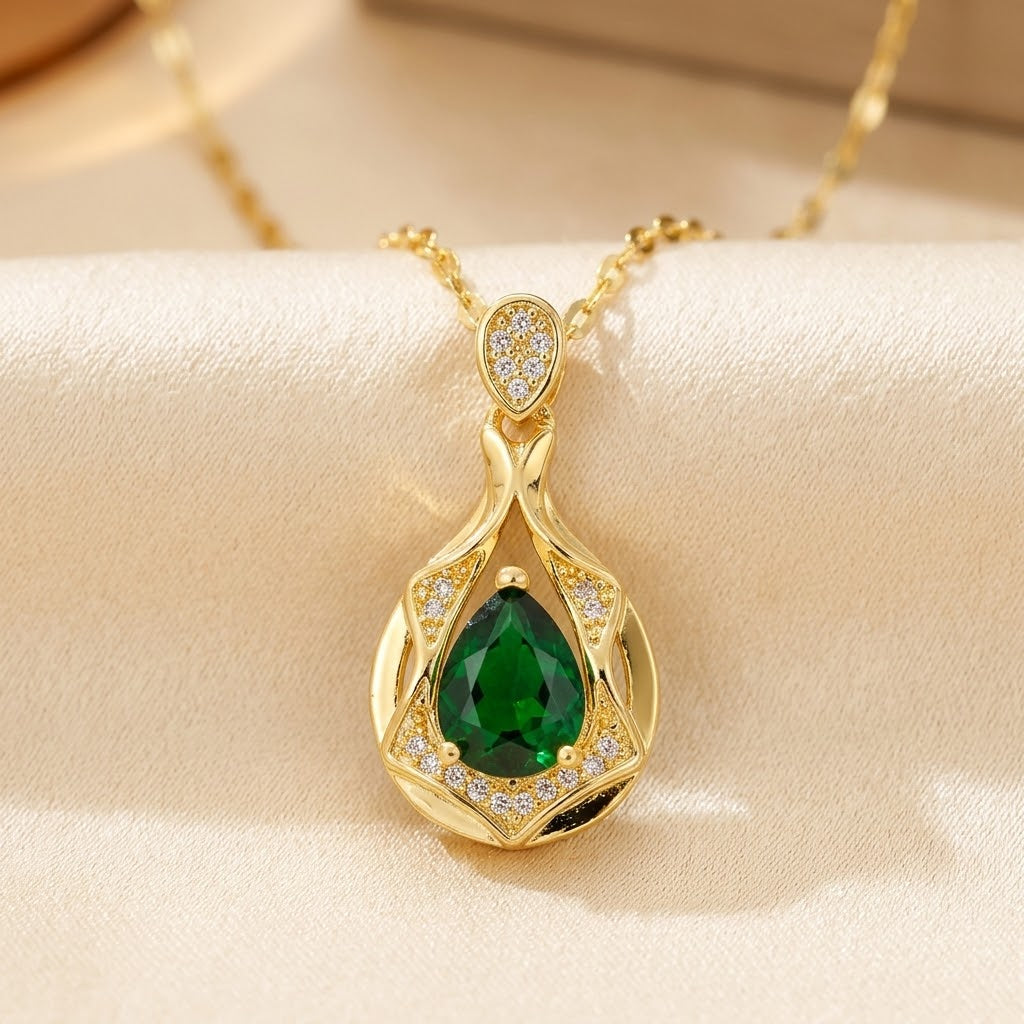 Emerald Teardrop Necklace