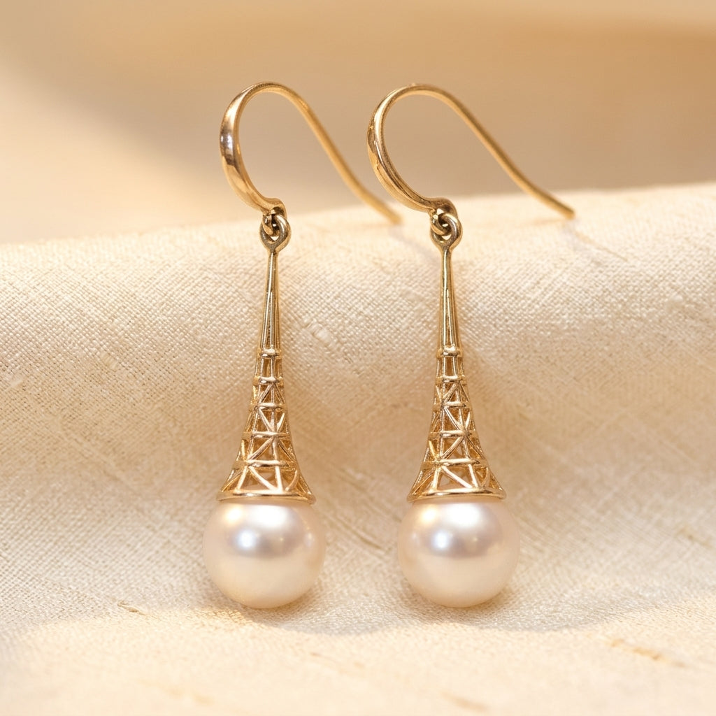 Pearl Eiffel Drop Earrings