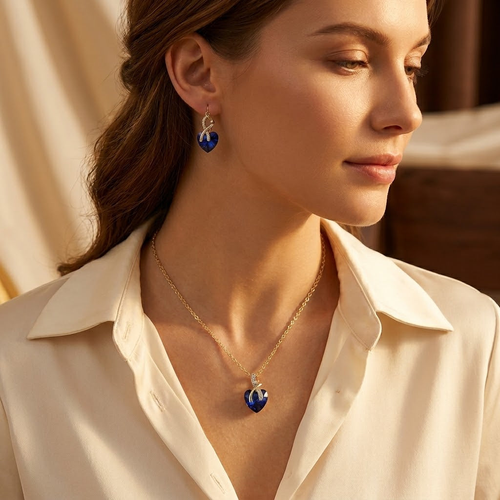 Sapphire Heart Jewellery Set
