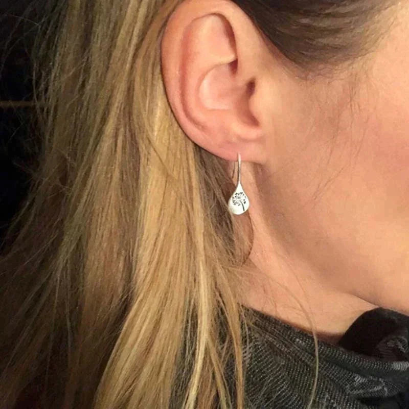 Silver Dandelion Drop Earrings