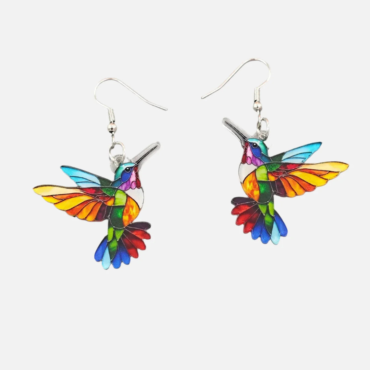 Colourful Hummingbird Drop Earrings