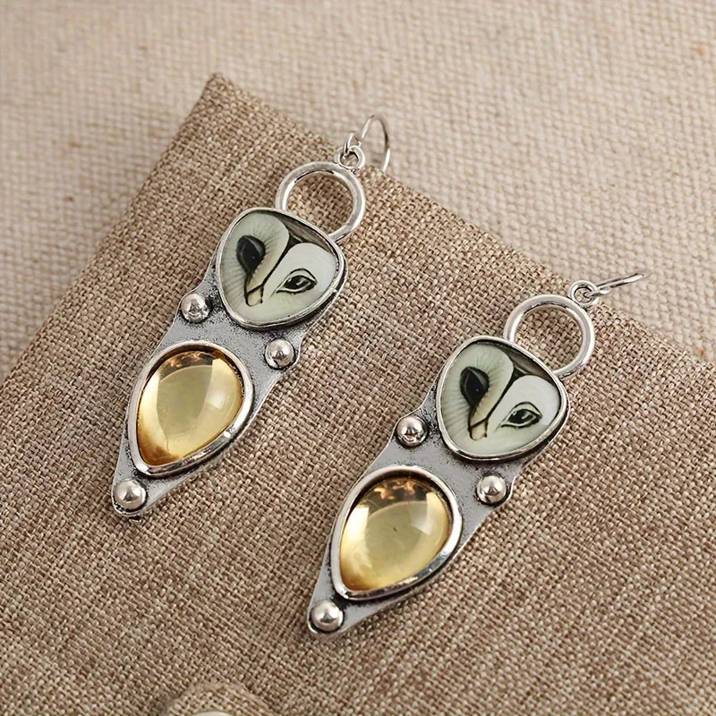 Golden Owl Drop Earrings