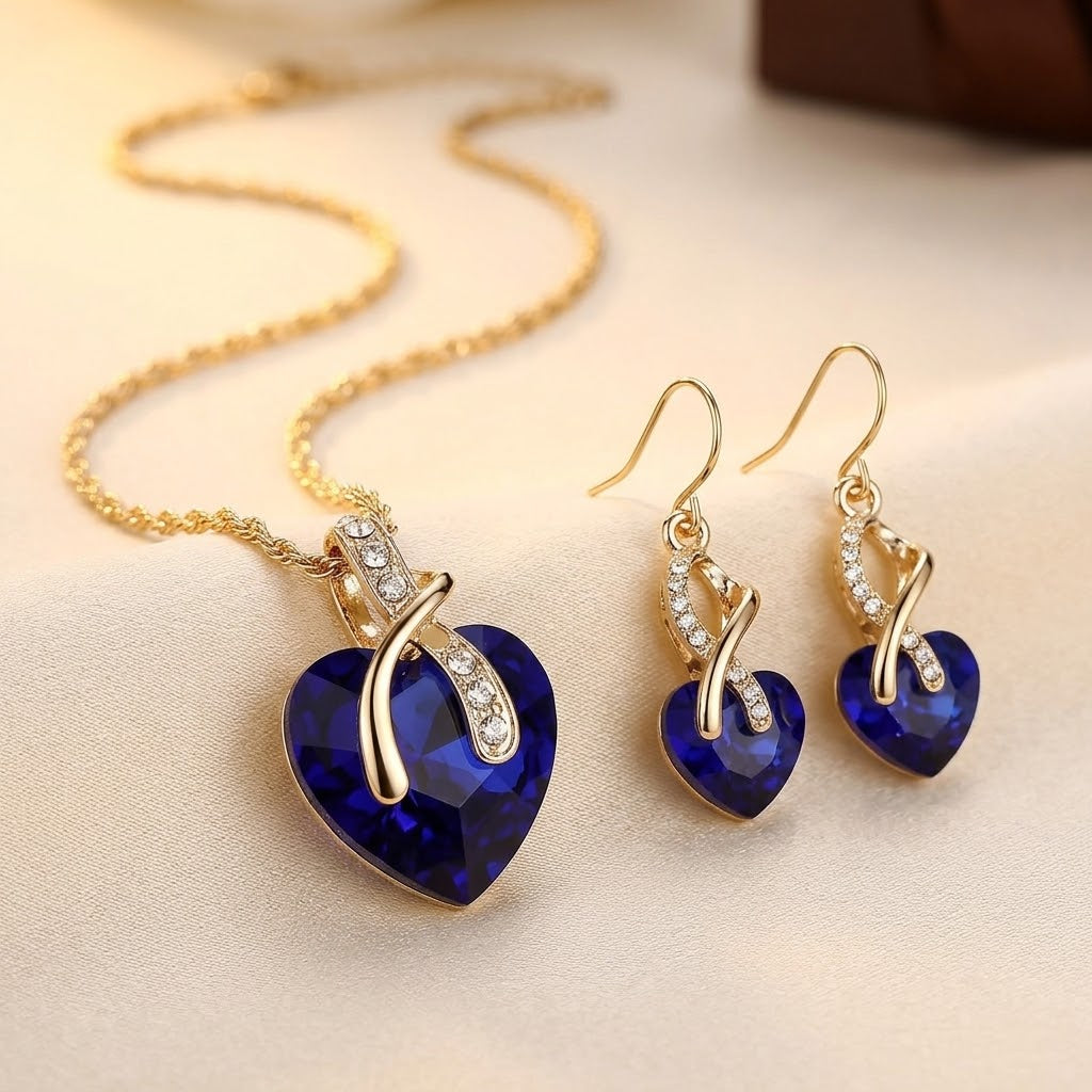 Sapphire Heart Jewellery Set
