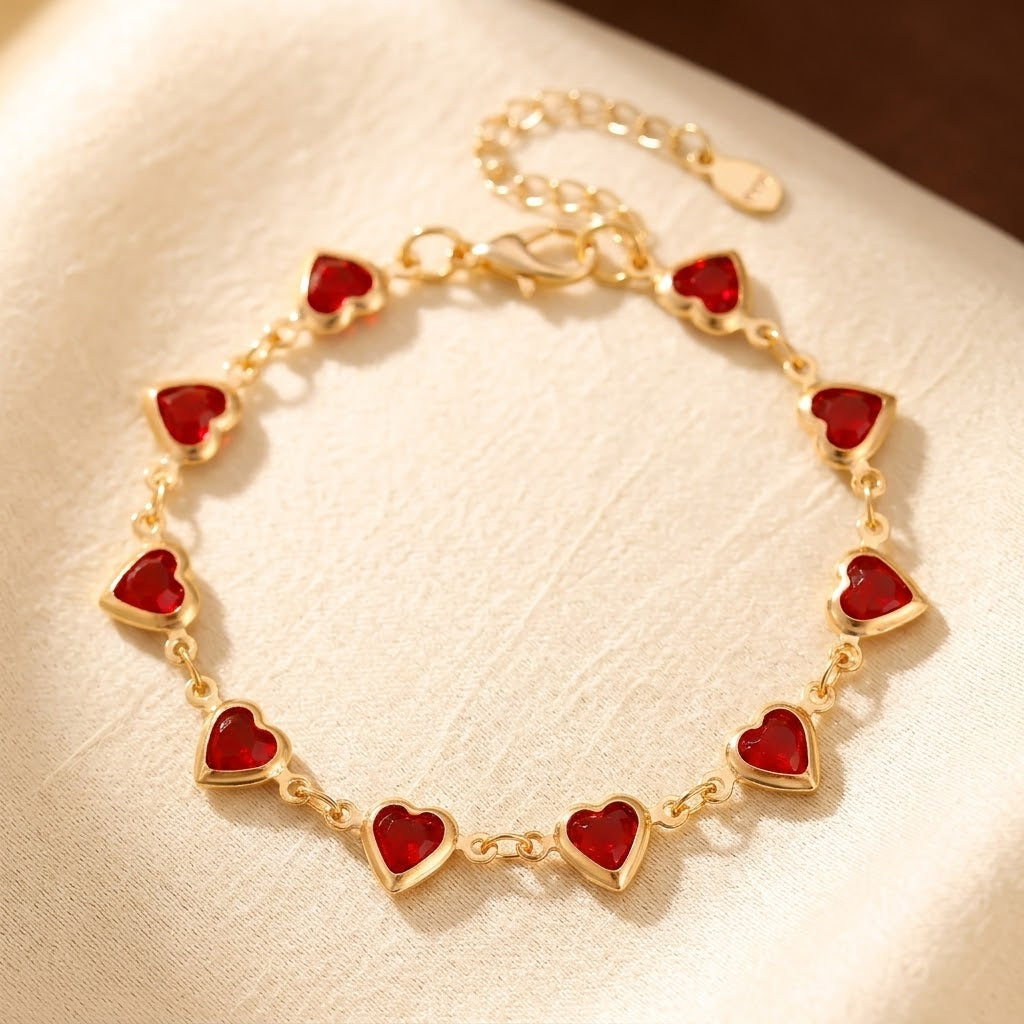 Ruby Heart Bracelet