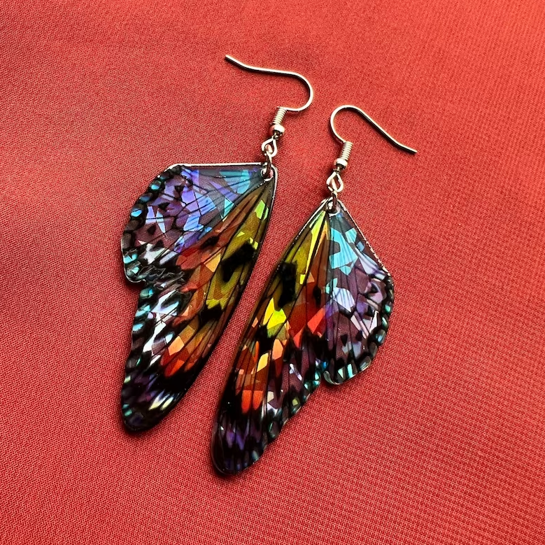 Colourful Butterfly Drop Earrings
